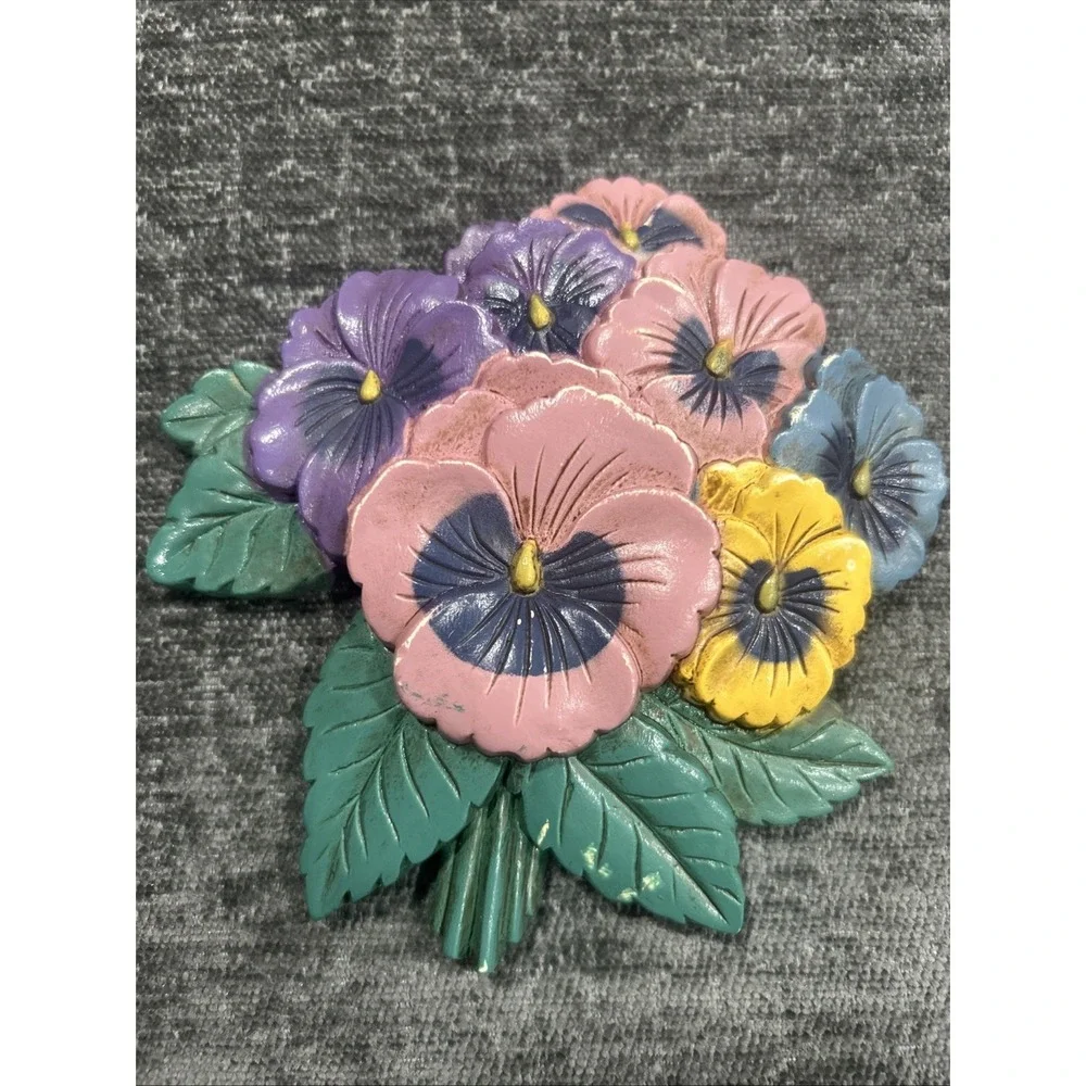 Vintage Burwood Home Interiors Pansy Teapot‎ Set Wall Decor Plaques Cottagecore